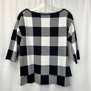 Nordstrom Collection Hi Low Navy White 3/4 Sleeve Pullover Sweater Size S